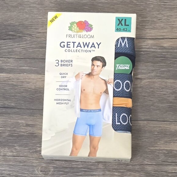 Fruit Of The Loom Men's Getaway Collection Boxer Briefs 3 Pack XL NEW - Picture 1 of 3